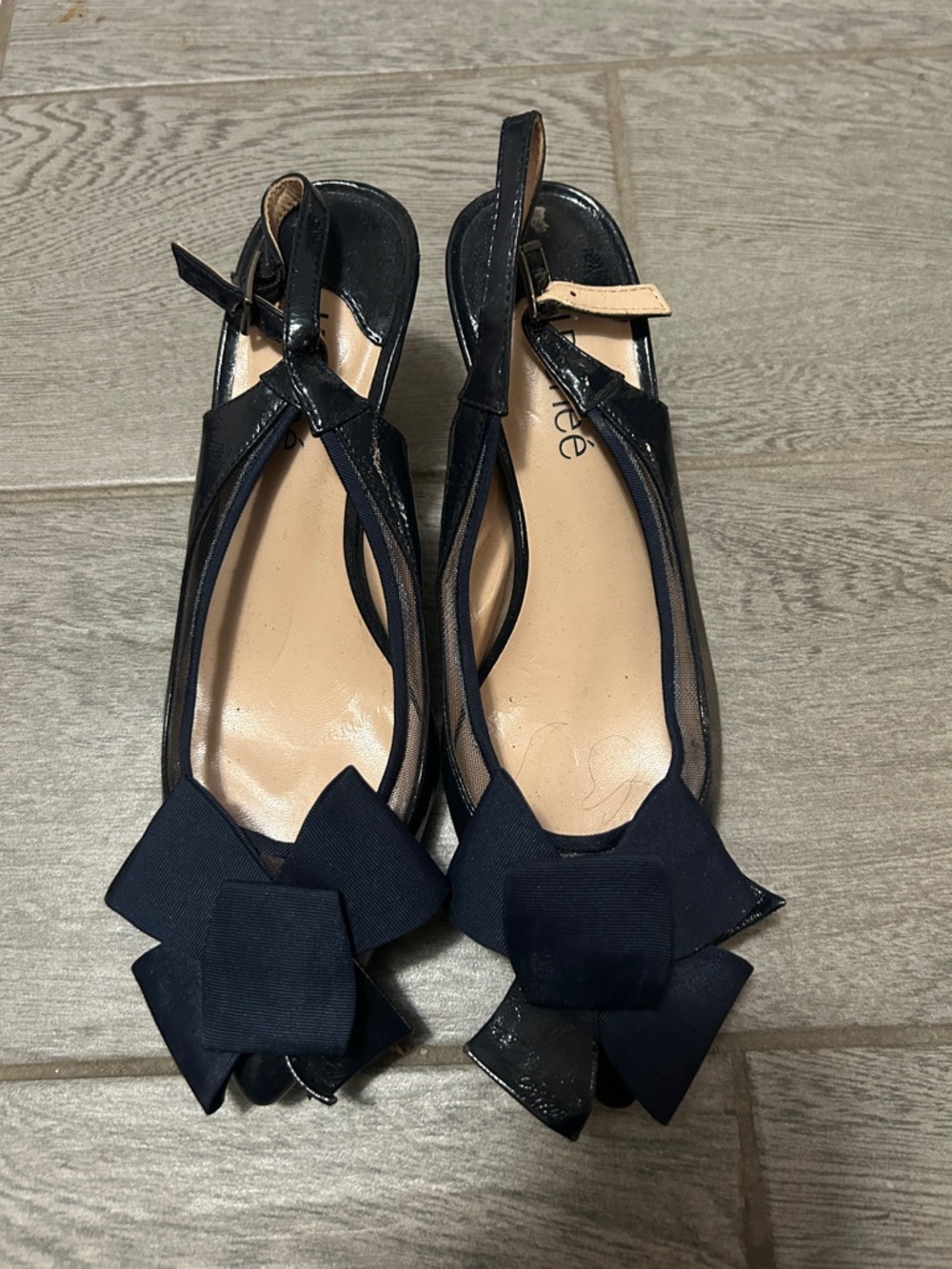 J.Renee Navy Bow Slingback Flats